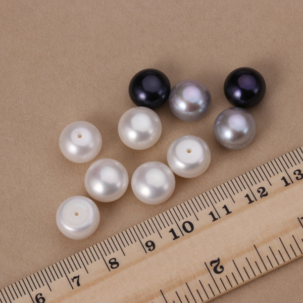 11-11.5mm Good Quanlity Gifts Pearls Beads For Making Earrings DIY Jewelry White Half Hole Shells Flat Loose Beads Wholesale