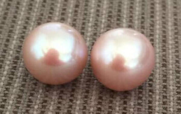 Beautiful pair of 10-11mm AAA south sea round lavender loose pearl half drilled