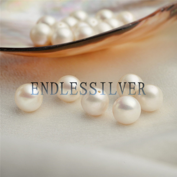 Round 9-9.5mm White Freshwater Pearls Loose Beads Cultured Pearl Half-drilled or Un-drilled for Pearl Party