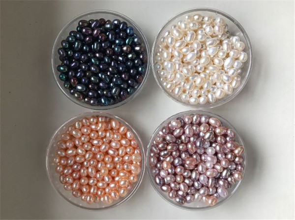 High quality 6-7MM Oval Pearls seed beads 3colors white Pink purple Loose Freshwater pearls for jewelry making supplies Cheap wholesale