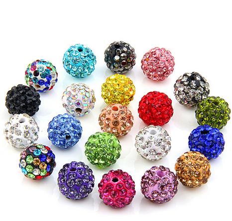 100pcs Shamballa Beads Crystal Disco Ball Spacer Beads,Shamballa bracelet Crystal Clay Beads 8mm