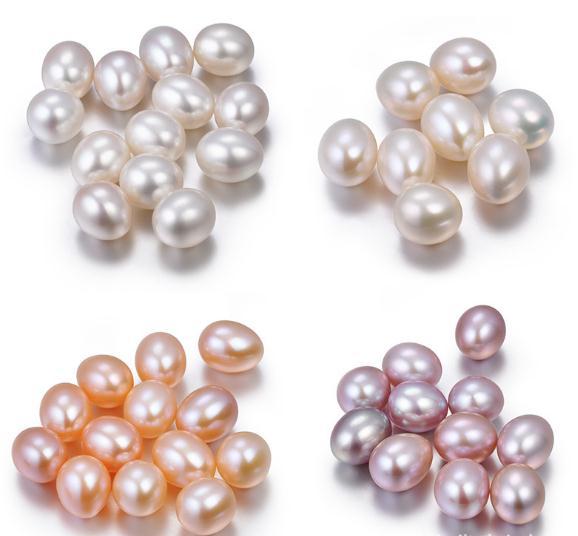 6--10mm Drop-shaped Natural Freshwater Cultured Pearls Scattered Beads Rice-shaped Half-hole Naked Beads Nonporous Naked Beads