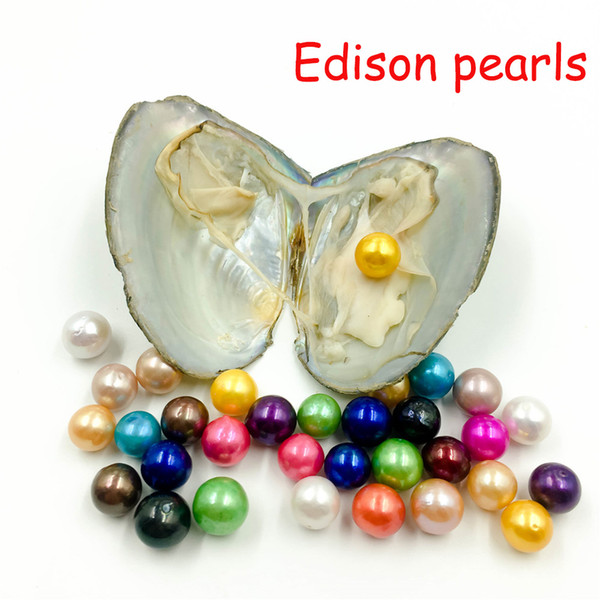 2019 giant 9-12mm Colored Edison big large giant round grade high quality pearls natural pearls in oyster with vacuum packing DIY Jewellery