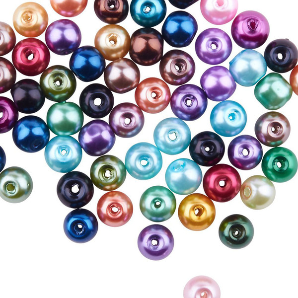 Mix Color Tiny Satin Luster Glass Pearl Round Beads Loose Spacer Beads Assortment Beading for Women DIY Earring Bracelet Necklace Jewelry