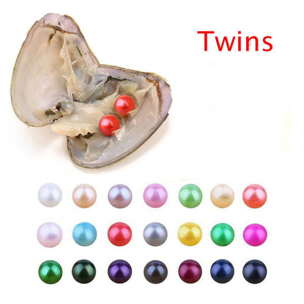 2018 Natural DIY Freshwater Round Twins Pearls oyster Loose Beads Cultured Fresh Oyster Pearl Mussel Farm Supply Dropshipping Wholesale