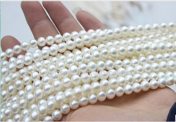 Wholesale 5pcs 9-10mm Near-Round White Freshwater Loose Pearl Necklace Bracelet / Cheap Free Shipping