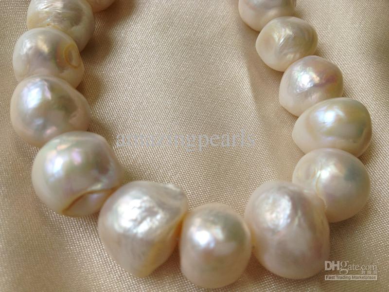 12-14mm Huge Sized Cultured Freshwater Pearls Round Potato Loose Beads 15 inches