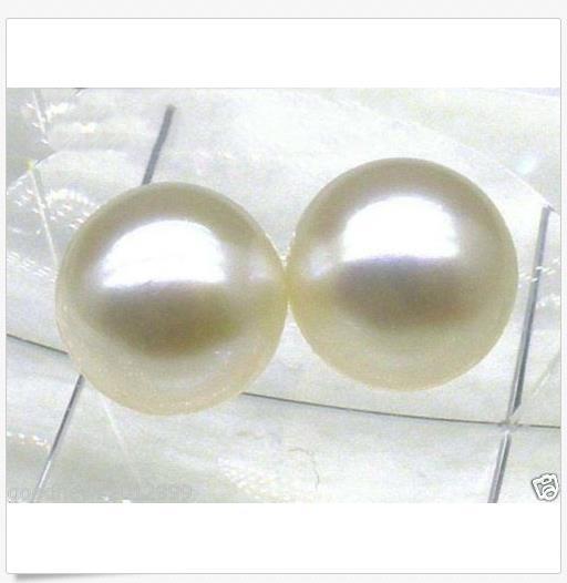 Genuine white 9mm perfect round match pair loose south sea pearl half drilled