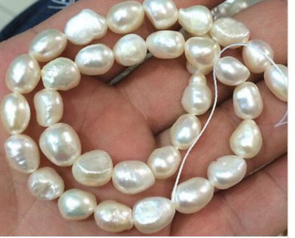 FREE SHIPPING New 8-9mm Natural Baroque White Freshwater Real Pearl Beads 14