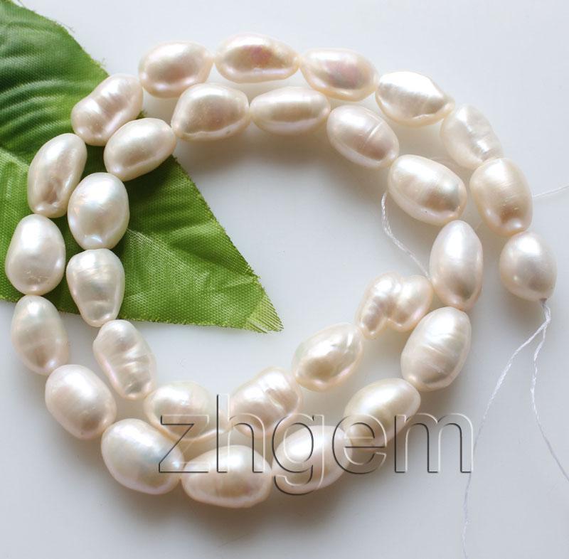 9-10*12-14mm natural white Baroque pearl loose beads gem stone 15