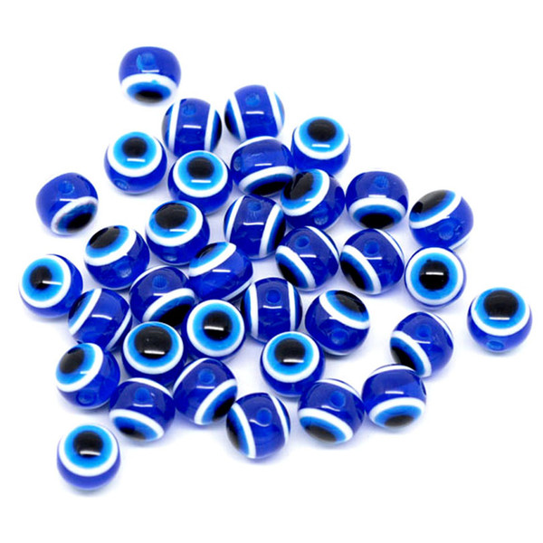 Good Loose Beads Turkey Medusa Blue Evil Eye Nazar Boncugu Beads Round About 8mm Dia 100pcs/lot Random Stripe Round Resin Beads