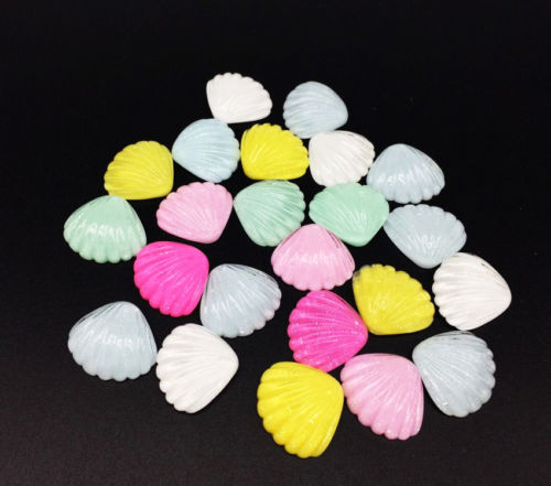 200pcs Handmade Glitter Shell Resin Decoration Glitter Rainbow colors Cabochon