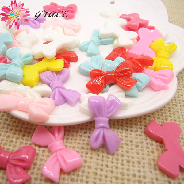 50pcs/lots Cute Resin FlatBack Cabochon Bowknot For Diy Kids Hairbow Jewelry Crafts Phone Case Decoration Ornament Accessories