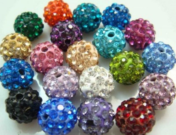 10mm 5 Rows Double Holes AB Soft Clay Bala Beads Loose Beads Inlaid Round Rhinestone Ball Shambala Bead Bracelet Necklace Accessories