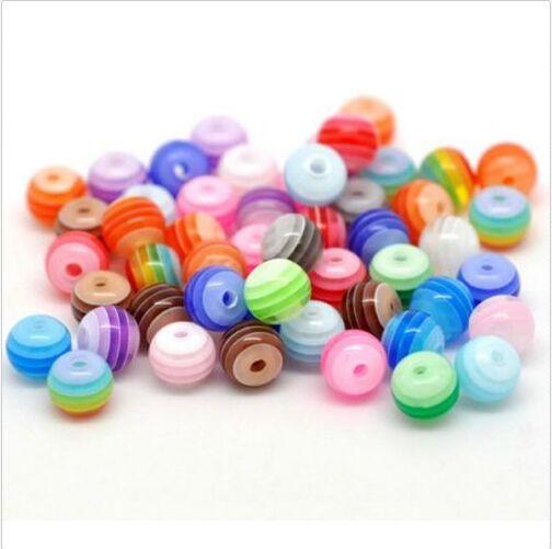 1000PCS/lot Mixed Stripes Resin Round Loose Spacer Beads charms For Jewelry Making Accessories 6mm DIY