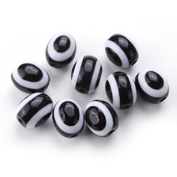 Wholesale Lot of 100 Oval Stripe BLACK Pink Charm Beads Lucky Evil Eye Kabbalah Beads For DIY Fashion Jewelry Free Shipping~