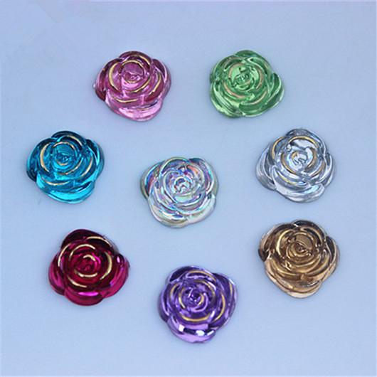 200PCS 15mm Flat Back Round Resin Rhinestones Crystal Beads Decoration ZZ110