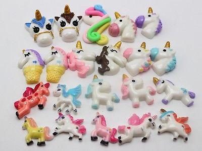 50pcs Assorted Flatback Resin Unicorn Cabochons for Scrapbooking DIY Phone Deco