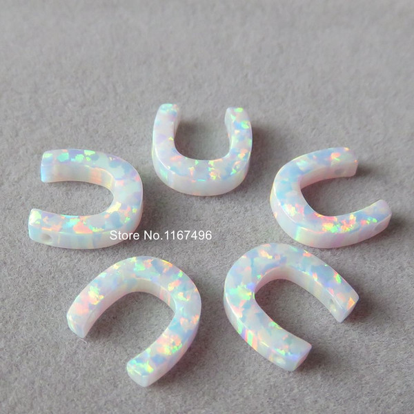 10 pcs / lot OP17 Snow White 10mm Horse Shoes Opal Synthetic Horse Shoes Opal Horse Shoes HSHOE Opal for Necklace & Pendant