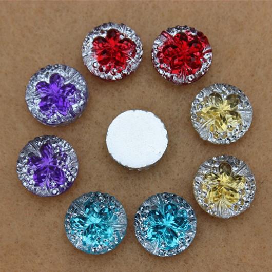 200PCS 12mm Mix Colors Resin Rhinestones Stones Round Flatback Beads diy ZZ256