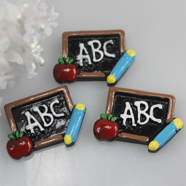 28*20mm Kawaii Flat Back DIY ABC Black Board Resin Cabochons Flat Back Scrapbooking Accessories Embellishment Decoration