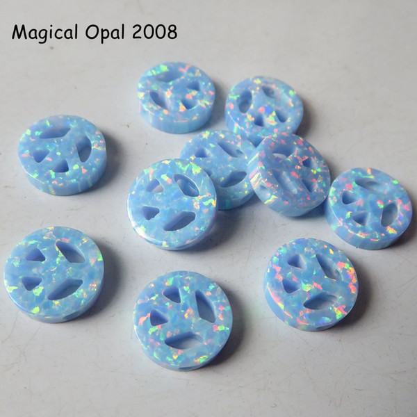 20pcs /lot 10mm OP26 Synthetic Drilled Cornflower Blue Peace Sign Opal Stone for sale Peace Sign Fire Opal for Necklace