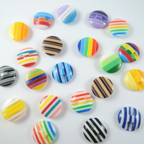 Mix color 15*5mm 100pcs Striped Round Shape Resin Horizontal hole Flat Back Beads DIY Jewelry Accessories Scrapbook Decoration