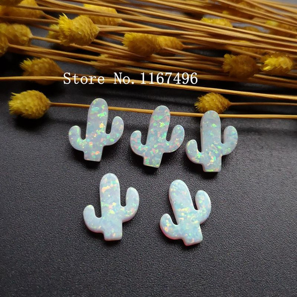 10pcs/lot OP17 White 11x13 mm Synthetic Cactus Opal Stone for DIY Jewelry Necklace Created Cactus Opal for Bracelet