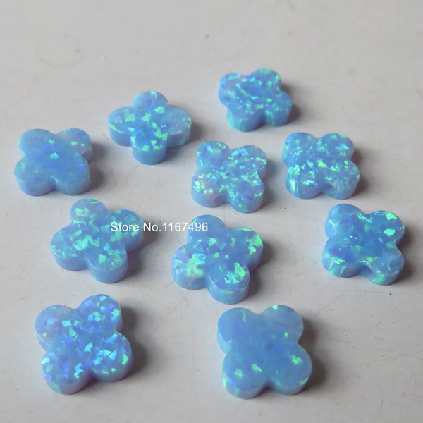 30pcs /lot Synthetic 4 Clover Opal 10mm Lucky Clover Opal stone Clover Opal Charms for DIY Jewelry