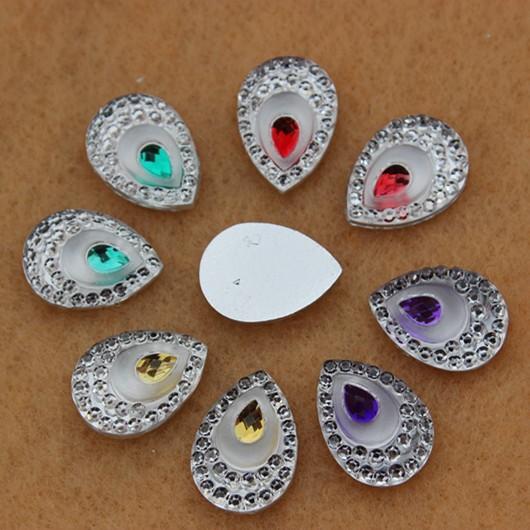 200pcs 10*14mm Waterdrop Shape Resin Rhinestones Flatback carft beads ZZ263