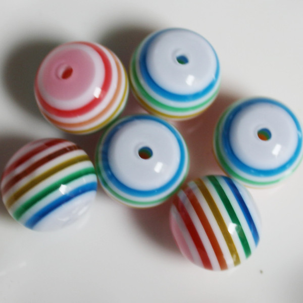 Wholesale In Bulk 12mm Diameter Size Resin Striped Beads Large Size Chunky Gumball Resin Beads With Stripe