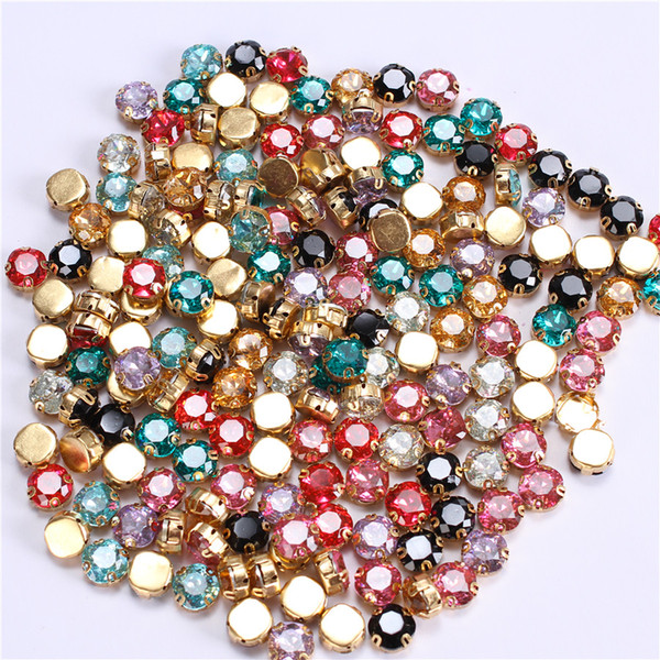 200pc/lot 10mm Big Round Resin Sew On Fancy Sewing Rhinestone Mixed Colors Strass With Claw For Clothes Craft Jewelry Decoration