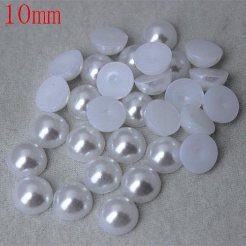 200PCS Resin Rhinestones harf Round shape white Pearl Flatback beads ZZ214