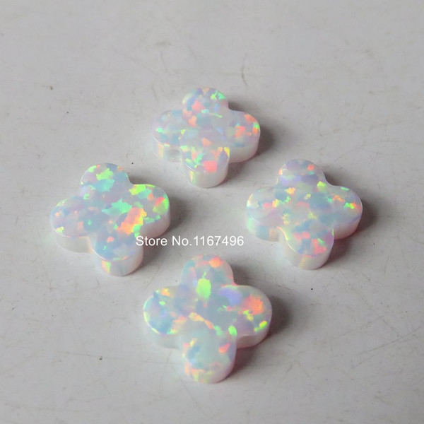 50pcs /lot op17 Synthetic 4 Clover Opal 10mm Lucky Clover Opal stone Clover Opal Charms for DIY Jewelry