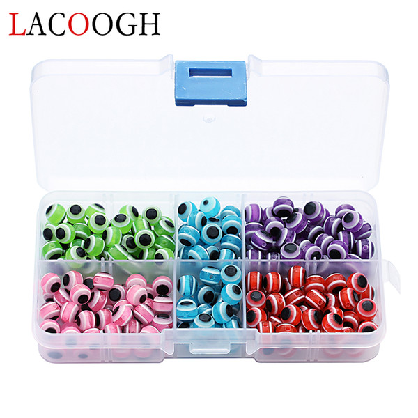 Wholesale 250pcs/box Round Evil Eye Beads Fit Bracelet Necklace Dia 8mm Loose Resin Spacer Beads For DIY Jewelry Making