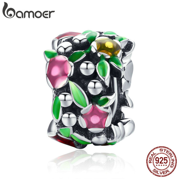 wholesale Summer Collection Genuine 925 Sterling Silver Flower Wall Spacer Beads fit Charm Bracelet Necklaces Jewelry Gift SCC648