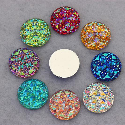 200pcs 16mm AB Round Resin Rhinestone Star Cabochon Garment Accessories ZZ-32