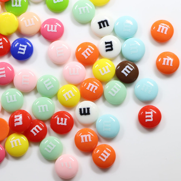 M&M CHOCOLATE BEANS Mixed resin Chocolate Candies Flat Back Cabochons , kawaii resin cabochons slime fake candy