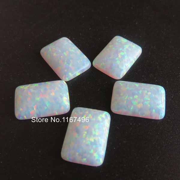 50pcs/lot 10x14mm OP17 White Synthetic Rectangle cut Opal Synthetic Rectangle Cabochon Fire Opal Stone for Jewelry setting