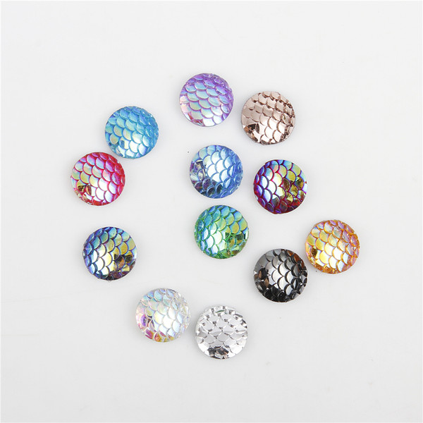 Round resin beads flat back rhinestone Veined loose 12mm gem beads colored for handwork