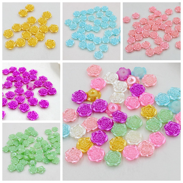 Wholesale New Fashion 300Pcs 12mm Multi Craft ABS Rose Flower Imitation Pearls Flatback Pearls Beads Scrapbook Diy