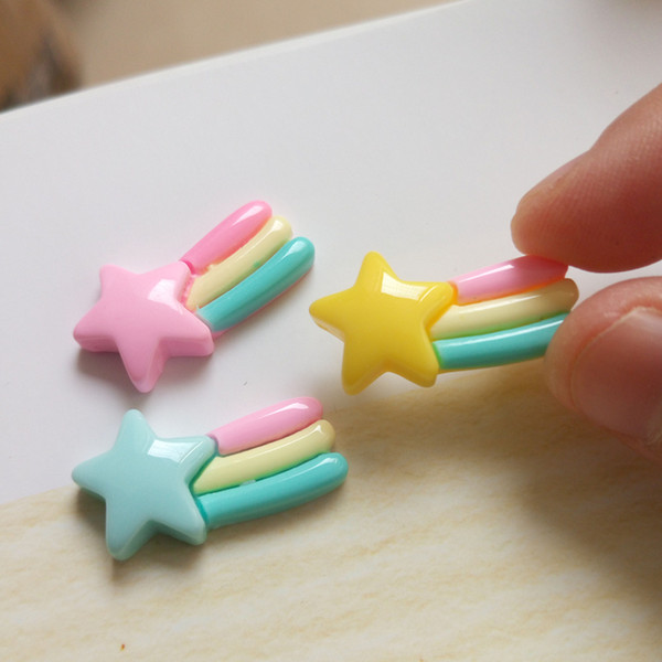 Wholesale 100 Pieces Cute Resin Star Meteor Flat Back Resin Cabochon Scrapbook DIY Hair Bow Phone Deco