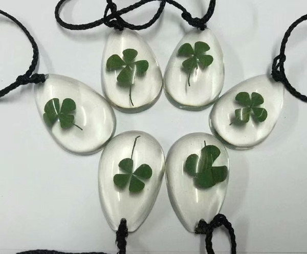 FREE SHIPPING yqtdmy hot 50 pcs fashion drop design lucid back four leaf clover pendant