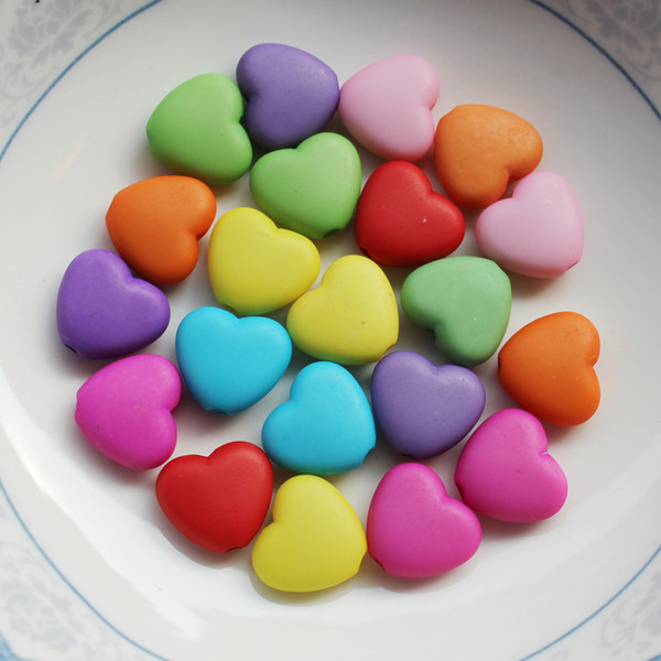 Wholesale 100 Pieces 12.5 mm Acrylic Matte Heart Shaped Spacer Beads for Jewelry Earring Findings Pendants