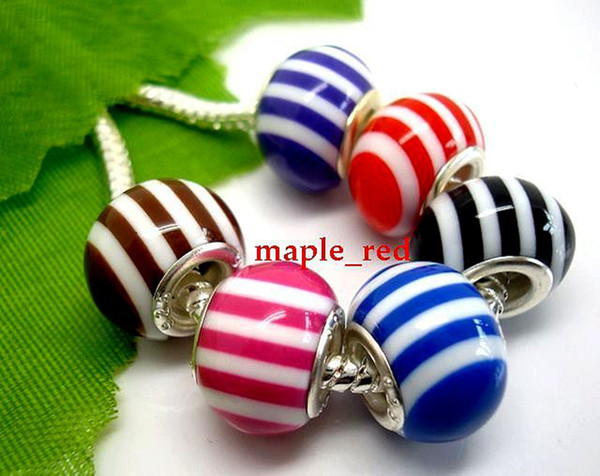 Wholesale 100pcs/Lot Mixed Fashion Whirlpool Resin Big Hole Beads Fit European Charm Bracelets Low Price