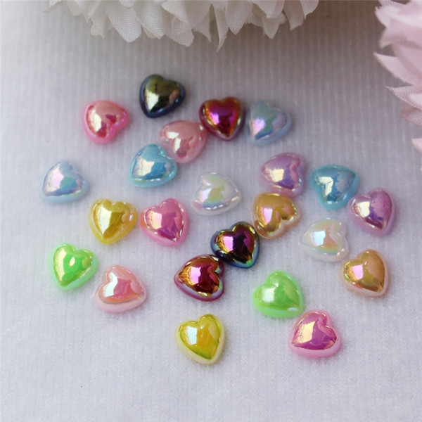 8mm ABS Imitation Heart Flat Back Pearl Beads Decoration For DIY Accessories Jewelry Making Nail Art Phone Case