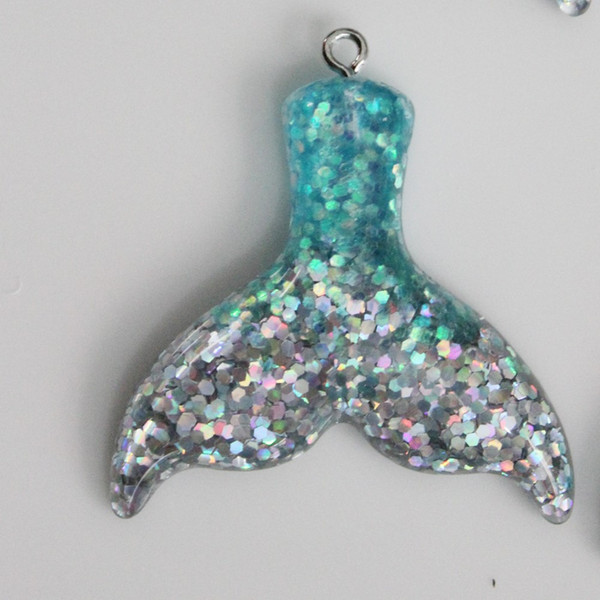 Factory Price Mermaid Tails Glitter Charm Pendants 12 Pack Multicolor DIY Jewelry Making (2 of Each)