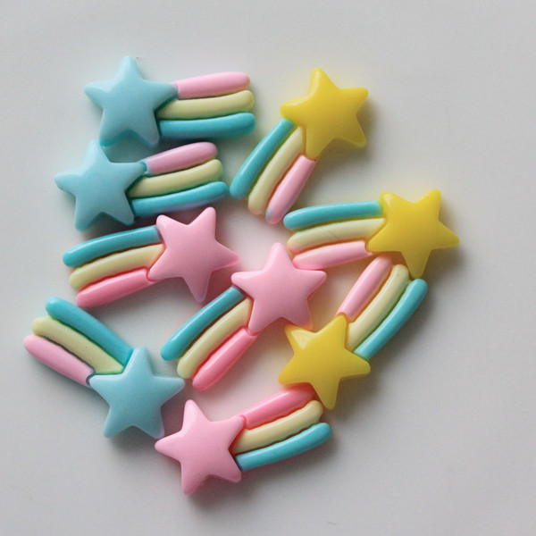 Wholesale 10 Pieces Cute Resin Star Meteor Flat Back Resin Cabochon Scrapbook DIY Hair Bow Phone Deco