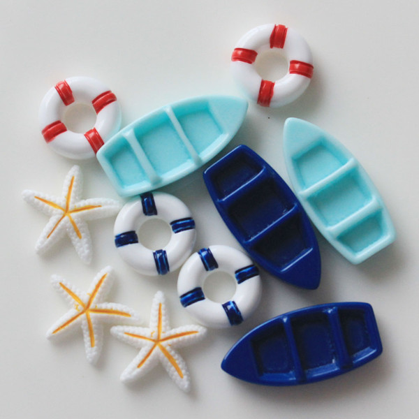 Diy ocean paddle Life buoy starfish Craft Hair Accessory Mixed Flat Back Resin cabochon for diy decoration