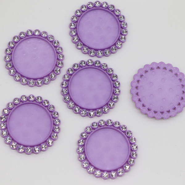 10 Pieces of Pack Assorted Colors Inner Diamter 20MM Flat Back Resin Cameo Frame With Rhinestones